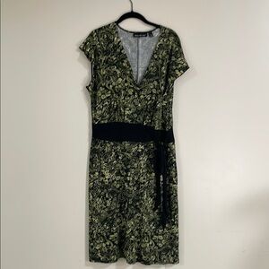 Briggs New York Black and Green Patterned Midi Dress